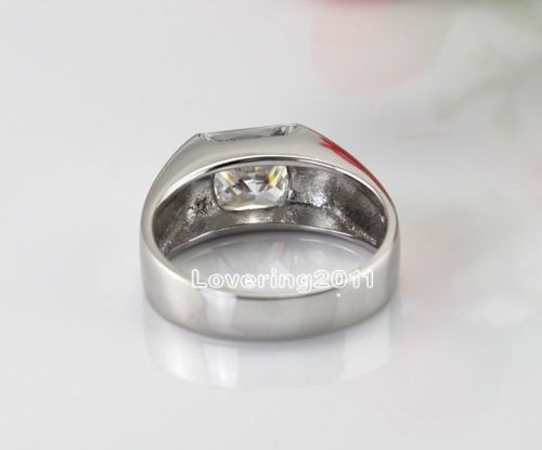 Fashion jewelry high quality Men Princess Cut White Topaz Gemstones 925 Silver filled Engagement Wedding Ring Size 8-12