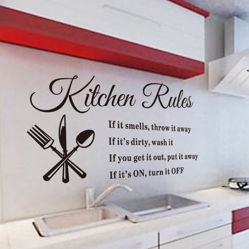 Kitchen Rrules Decorative Wall Decals Removable Vinyl Wall Stickers For