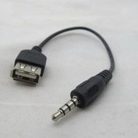 Wholesale 20pcs mm Male AUX Stereo Audio Plug Jack to USB Female Adapter Cable For Car U Disk Music