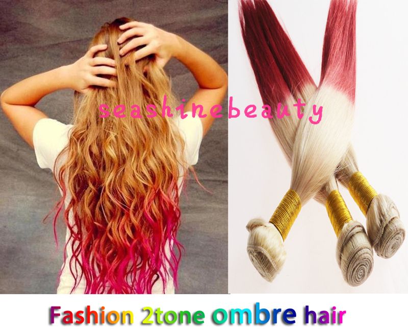 Top Grade Blonde Red 2tone Ombre Color Hair Extension Weave 100