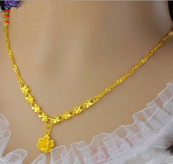 

wholesale bridal rose flower pendant necklace for women, gold plated collie ,24k gold filled chain for 2016 jewelry