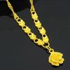 whole bridal rose flower pendant necklace for women gold plated collie 24k gold filled chain for 2016 jewelry199E