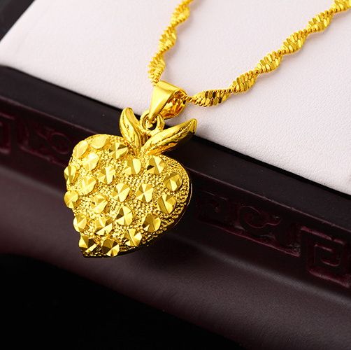 Carved yellow bead pendant necklace for women, 24k gold plated Wave chain necklace ,2016 fashion collie jewelryr