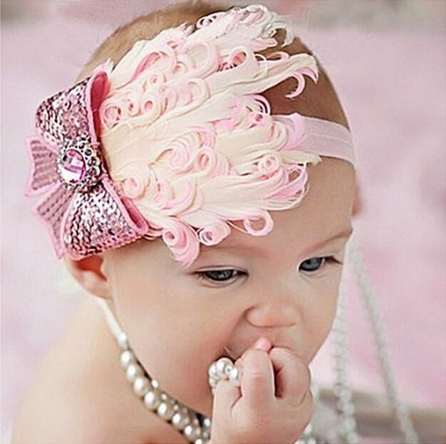 Tüy Fascinator Kafa Bandı Saç Klip Bebek Yürüyor Çocuk Kız Hairband Fotoğraf Prop Bebek Headbands Tüyler en Bebek hediyeleri ile