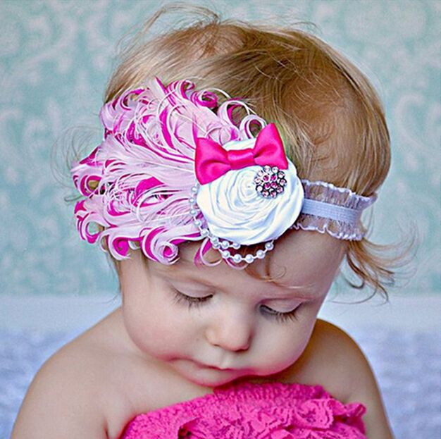 Tüy Fascinator Kafa Bandı Saç Klip Bebek Yürüyor Çocuk Kız Hairband Fotoğraf Prop Bebek Headbands Tüyler en Bebek hediyeleri ile
