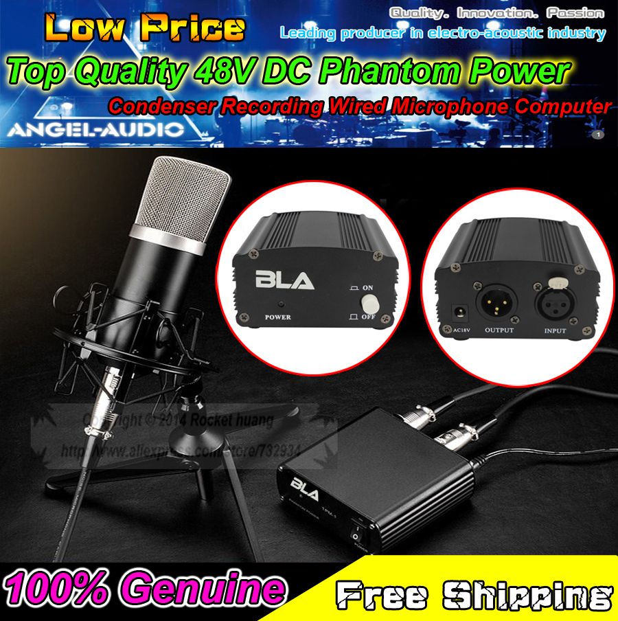 US Plug DC 48V Phantom Power Supply For Computer PC Laptop Wired