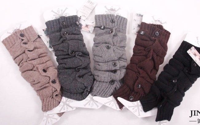 Fashion button down wool rabbit fur arcylic Knitted Leg Warmers Crochet Gaiters Boot Cuffs Stocking Socks Boot Covers Leggings Tight #3646-image-195042495