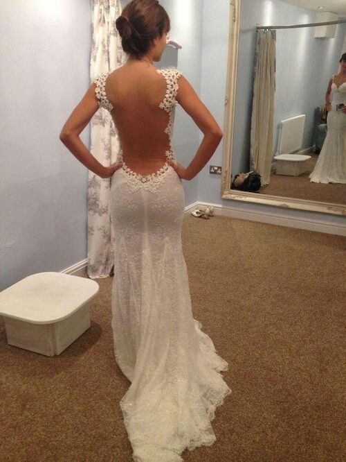 2017 Elegant Sheer Back Dress Mermaid Wedding Dresses Transparent Big ...