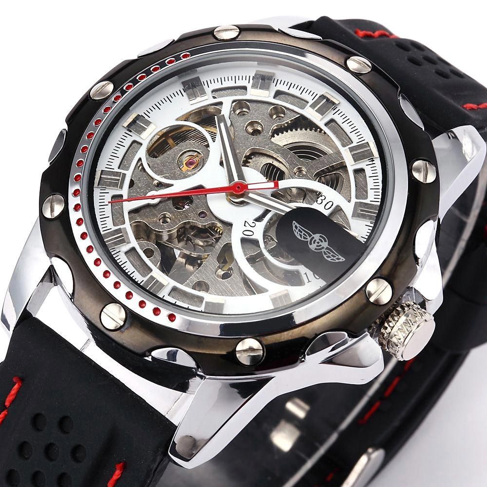 S5q New Military Mechanical Automatic Skeleton Men's Silicone Sport