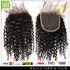 Fechamento de cabelo com pacotes de extensões de tecer encaracolado cabelo virgem humano malaio tece fechamentos 4x4 cor natural Bellahair tramas