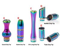 Wholesale Rich Style Rainbow Drip Tips Muffler amp Bullet Drip Tips Stainless Steel Wide Bore Drip Tip Gourd Mouthpieces for E Cig EGO CE4 Atomizer