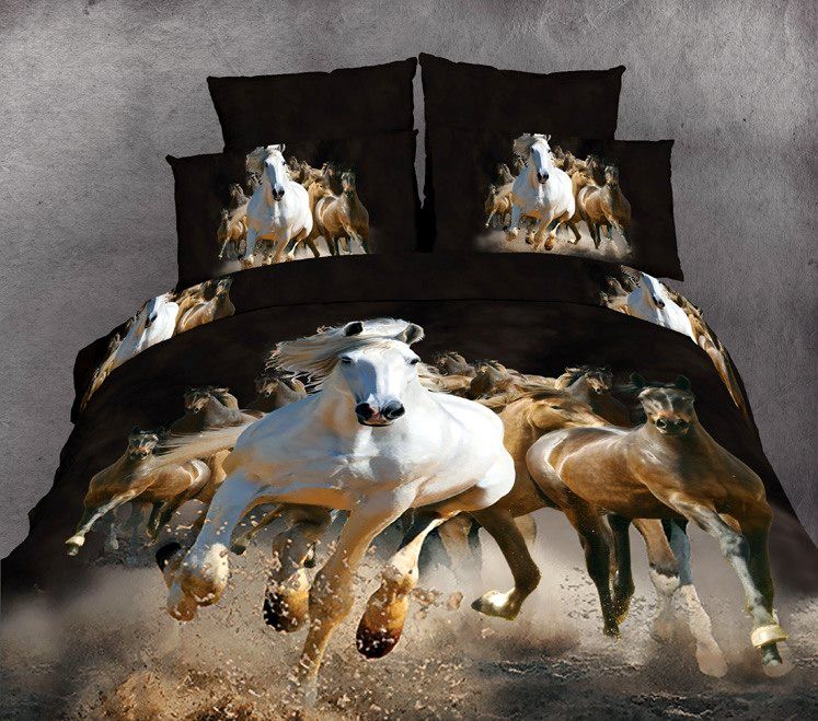 3d Black Horse Bedding Comforter Set Queen Size Duvet Cover