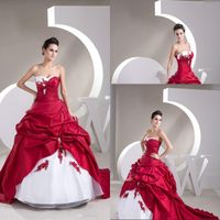 Wholesale Hot Selling New fashion Trends in Fashion world Color Sweetheart Applique Red and White Wedding Dresses Fast Delivery