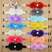 Hot Sales mix 8 colors Infant Baby Hair Accessories Rose Flower Pearl Combination Girls Hair Band Kids Headband Babies Toddler Head Band