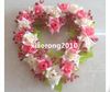 One Ailk Rose Flower Heart Wreath 20*18cm Six Colors Artificial Silk Flowers Simulation Rosa Heart Shape for Wedding Car Door Wall Floral Decoration