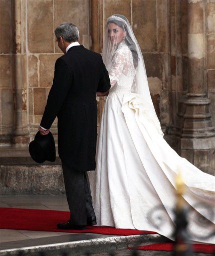 2014 V Neck Long Sleeves Satin Kate Middleton Wedding Dresses A Line ...