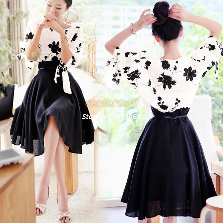 2014 Nueva Casual Diseño Elegante Mujeres 2 Falda Conjunto Piezas Sueltas Camisa Falda Blusa Vestido Falda B6 28,62 € |