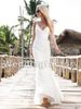 Date Plage Casual Blanc Robes De Mariée Gaine Bretelles Spaghetti Dentelle En Mousseline De Soie Bas Dos Pleine Longueur Robes De Mariée