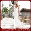 Nyaste stranden Casual White Wedding Dresses Sheath Spaghetti Straps Lace Chiffon Låg Back Full Length Bridal Gowns