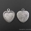 Cabochon en alliage de zinc ton argent antique de coeur réglage intérieur 25mm réglage de plateau vierge double face pour pendentif à breloque photo 20pcs