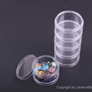 5 facket Tier 4.9 * 12.7cm Rund transparent plastförvaringslåda Smycken Kosmetiska lådor Justerbar Case Container Organizer