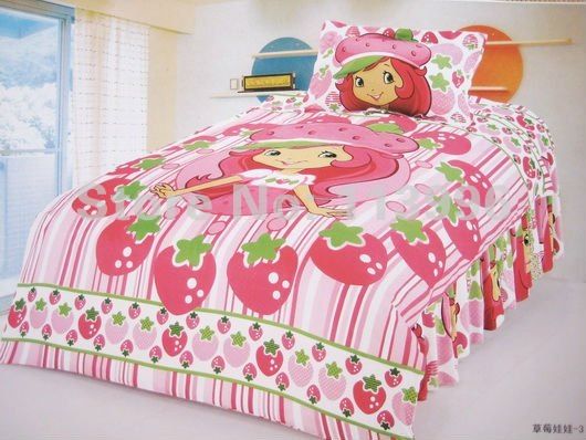 shortcake strawberry single bed girl cartoon duvet cover set printed strawberry shortcake crib sheets