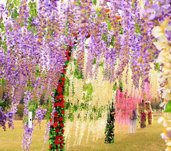 110cm Long Elegant Artificial Silk Flower Wisteria Vine Rattan For Wedding Centerpieces Decorations Bouquet Garland Home decoration 