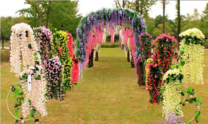 110cm Long Elegant Artificial Silk Flower Wisteria Vine Rattan For Wedding Centerpieces Decorations Bouquet Garland Home decoration 