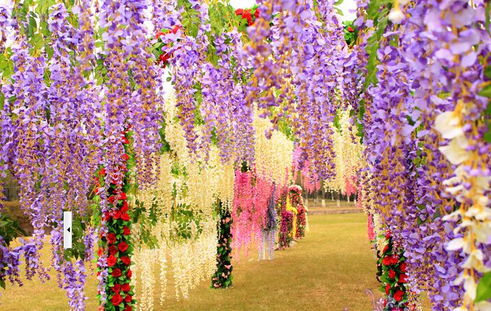 110cm Long Elegant Artificial Silk Flower Wisteria Vine Rattan For Wedding Centerpieces Decorations Bouquet Garland Home decoration 