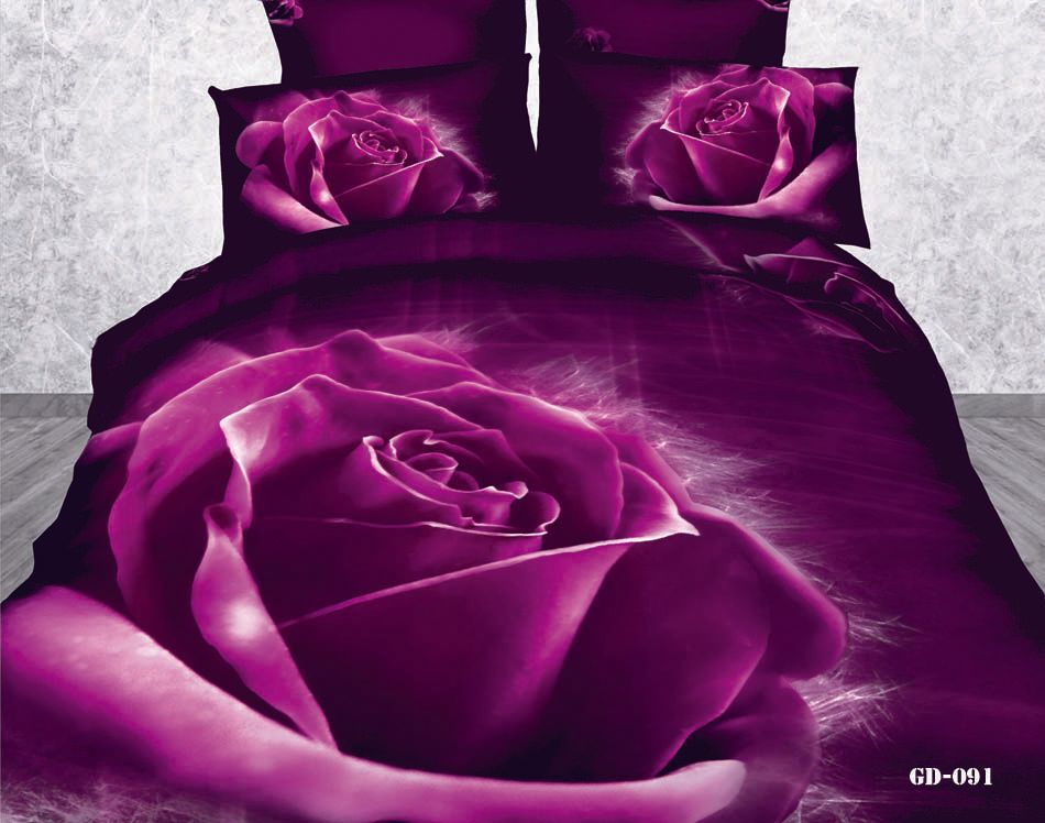 3d Purple Rose Bedding Sets Comforter Set 100 Cotton Fabric Duvet