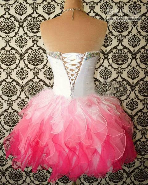 ホームカミングドレス2017マルチカラーホワイトとピンクの恋人ボールガウンショートコルセットパーティードレスビーズクリスタルフリル安いPR4223213