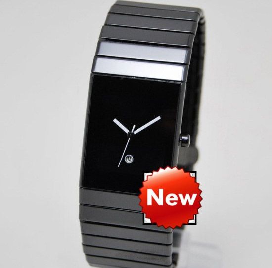 

Swiss Brand New Design Luxury Men Dress Male Watch Qaurtz Fashion Square Antique Black Ceramic Watches Band Casual Mens Sport Wristwatches, Slivery;brown