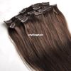 Whole 100 real Human Hair Clip in Extensions 18039039 70g 7PcsSet 4 medium brown5545408