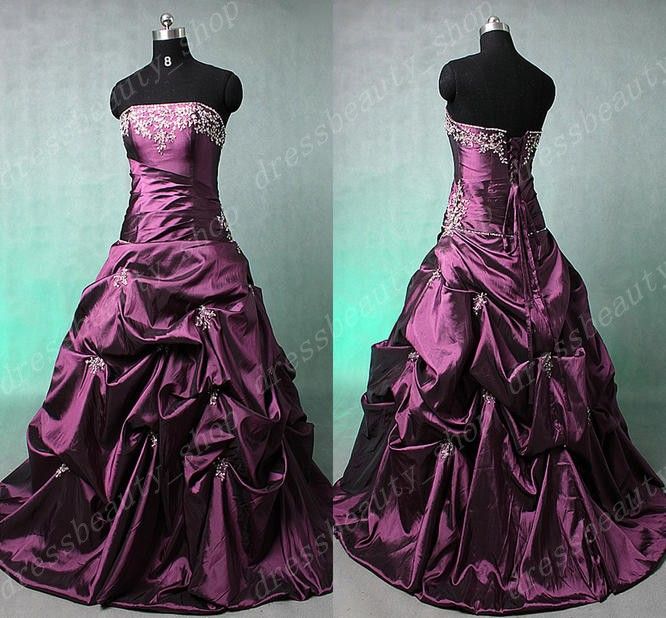 2016 Plum Prom Dresses Actual Images New Vintage Strapless Beaded ...