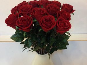 Faux Rose Flower Branch Artificial Flowers Simulation Single Flanell Rosebud Red Color Valentine Roses Wedding Flower