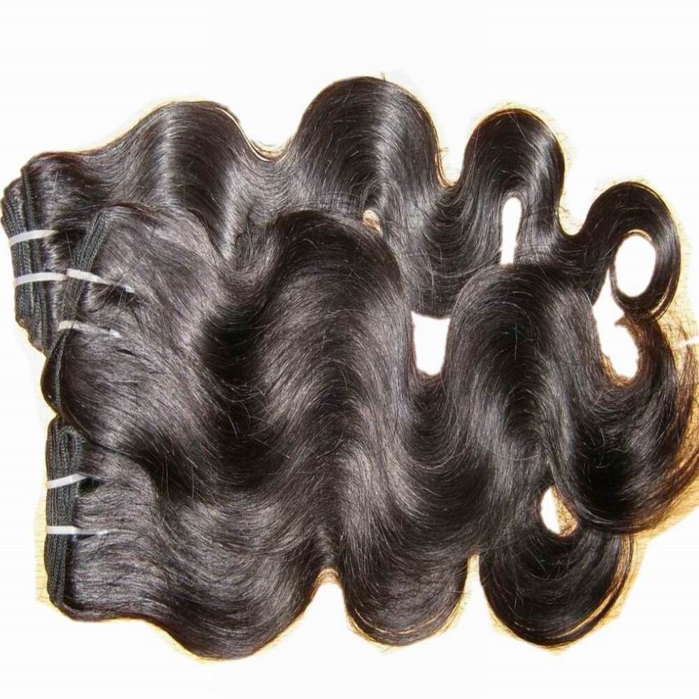 安く未処理のインド人的な人間の髪の厚い束3個/ロット300gの割引価格熱い販売体波の髪織り