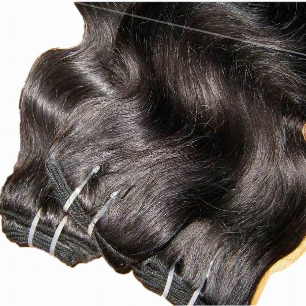 Billiga obearbetade indiska mänskliga hår tjocka buntar / parti 300g rabattpris Hot Selling Body Wave Hair Weave