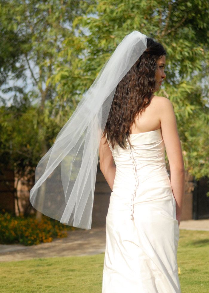شهيرة التصميم البسيط الزفاف حجاب الكوع القصير طول واحد طبقة قطع الحافة تول تول ملحق مخصص مخصص 242 م