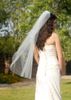 POPULAL Simple Design Wedding Veils Kort armbågslängd Ett lager Cut Edge Tulle Bridal Accessory Custom Made2852232