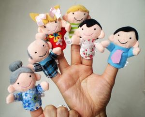 Parmak Kuklalar Aileleri toptan satış-6pcs set Aile Parmak Kuklalar Bez Bebek Bebek Eğitici Oyuncak Talking Dikmeler Oyuncak Bebek Hikayeleri Yardımcısı Hediye