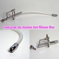 Wholesale NEW Stainless Steel Silicone Hose Urethral Sounding Penis Plugs Male Chastity Device Cock Cage SM Fetish Sex toys