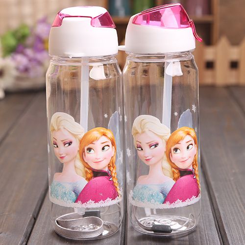Disney Frozen II grandes bebiendo Botella Con Tapa Flip Up y permanente de paja 