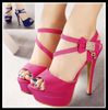Nuovi sandali di strass con papillon sexy sandali da sposa rosa caldo tacco alto scarpe da donna scarpe da sera abito da ballo 2 colori taglia 34-39