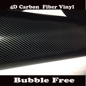 Premium Black 4D Carbon Fiber Vinyl Wrap Like Realistic Carbon Fiber Film för Car Wrap Film With Air Bubble Gratis fraktstorlek 1.52x30M/Roll