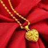 Collier pendentif jaune creux en forme de cœur pour femmes, collier chaîne ondulé plaqué or 24k, bijoux collie à la mode 2016