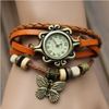 Wrap Watches Weave Bracelet Women Fashion Leather Wrist Watches Lady Butterfly Pedant Round Dial Charming Quartz Watches DHL Free Shipping