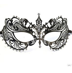 Fashion women metal mask laser cut rhinestone diamond masquerade masks dance party ball festive cut out black mask wedding photo props