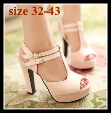 Plus Size Sexy High Heel Summer Sandals T Strappy Peep Toe High