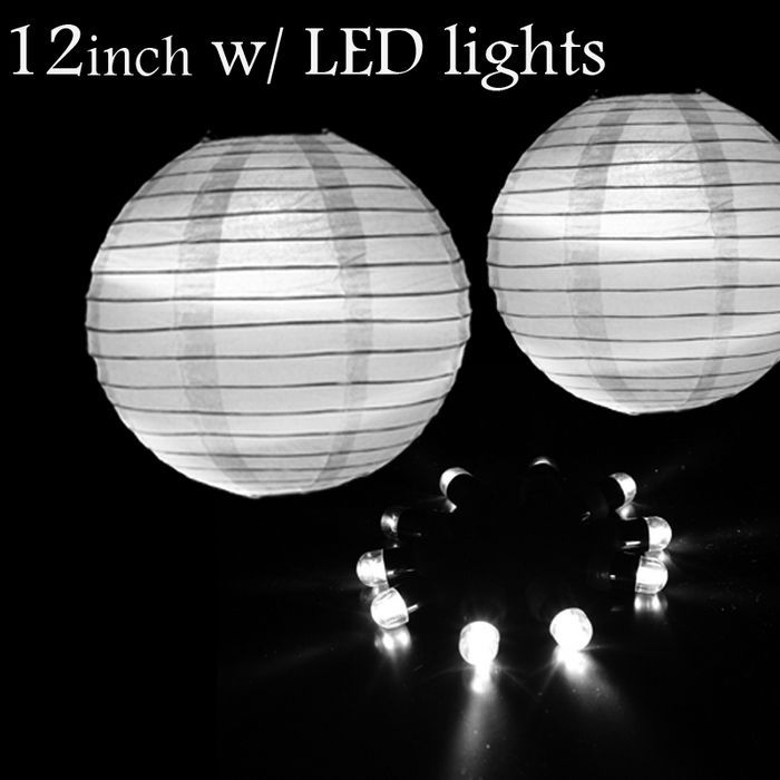 12 White Paper Lantern Round Lampshade With Led Mini Light 24pcs 12 White Paper Lantern Round Lampshade With Led Mini Light Wedding Party Festival Holiday Decoration