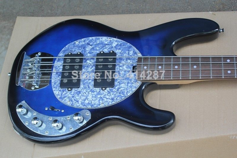 4 Strings MusicMan Sabre Bass Blue Burst Electric Bass Guitar Active